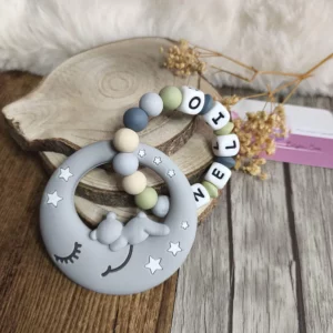 Anneau de dentition lune coloris gris nature - anneau dentaire bébé - Creations-personnalisees-pour-petits-et-grands-bebe-maman-attache-tetine-cadeau-naissance-porte-cles-fait-mains-babybou-crea