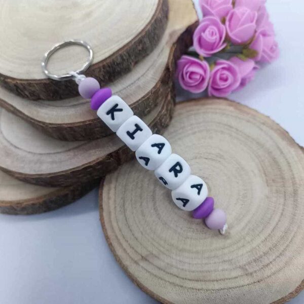 Porte-cles prenom personnalisé - tout silicone - cadeau artisanal -trousseau clef-assecoires sac - cartable -sac a langer -clés - creation unique - - Babybou-Crea .