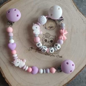 babybou.crea accessoires personnalises bebe famille attache tetine doudou anneaux dentitions licorne