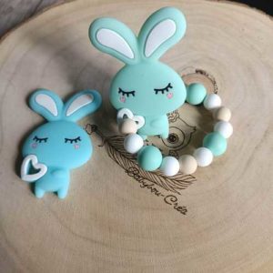 Babybou-créa - accessoires personnalisés- attache tétine- dentition bebe -porte cles- cadeau naissance- creation artisanale- anneau de dentition petit lapin