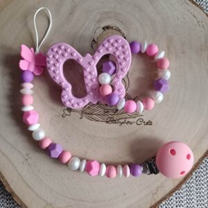 Babybou.Crea - accessoires personnalisée -attache tetine- doudou - anneaux dentition-porte-clés - fais mains - bébé - cadeaux personnalisée papillon