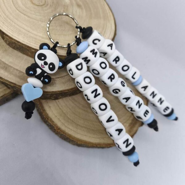 Porte-cles personnalisé panda - prenoms - tout silicone - cadeau artisanal -trousseau clef-assecoires sac - creation unique - - Babybou-Crea