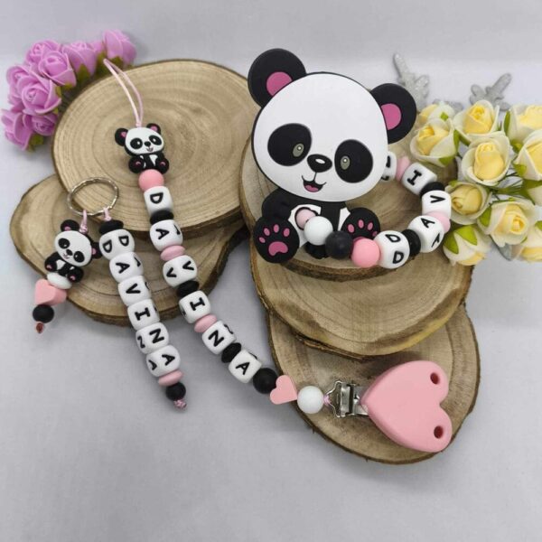 Coffret naissance personnalisé thème panda en silicone – Image 3