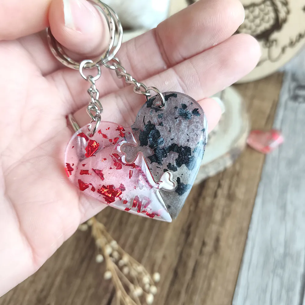 Treeforce Collier Cœur En Bois Et Résine – DIY 3 En 1 : Collier, Porte-clés, Pendentif Voiture – Cadeau Couple