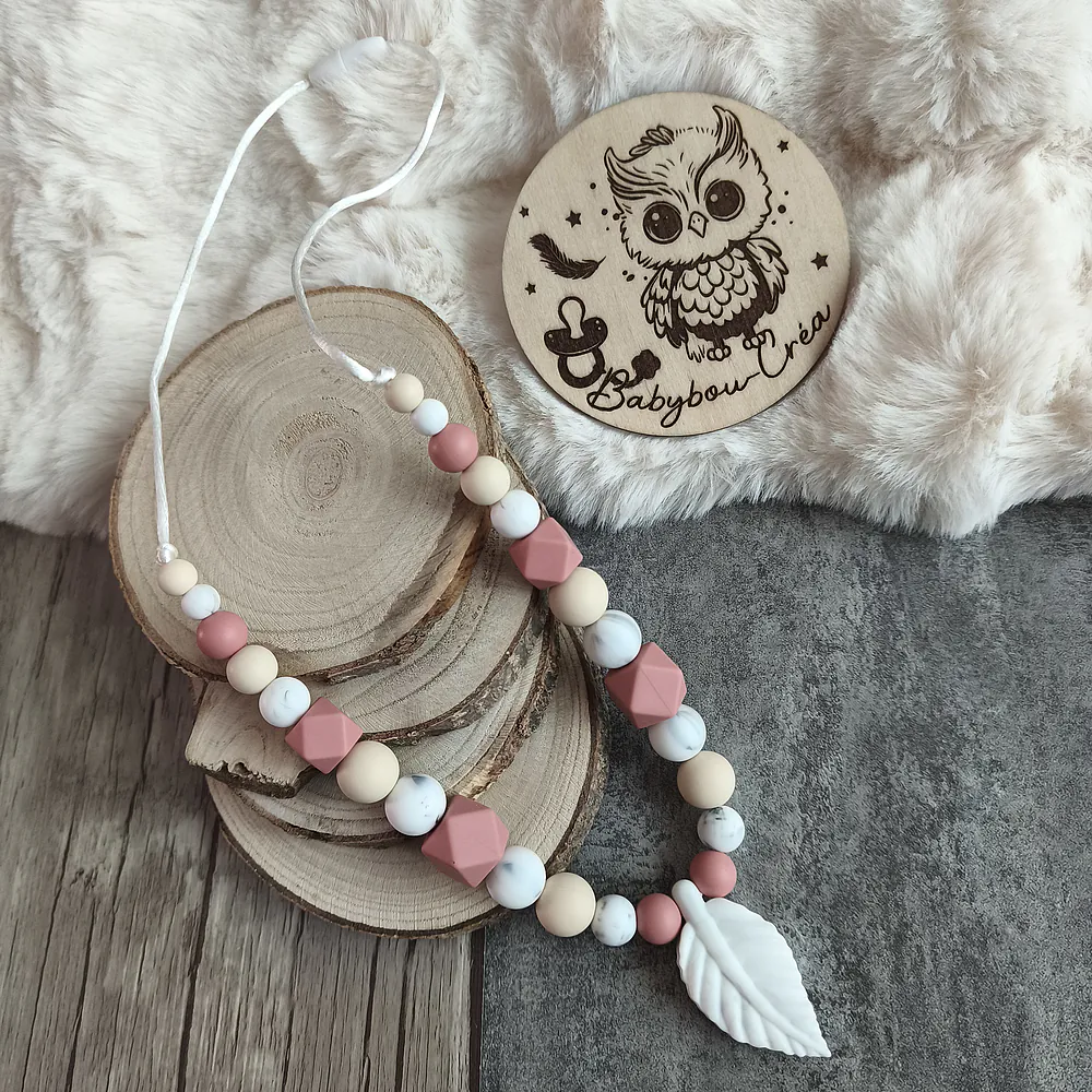 Collier de portage en silicone – Modèle Feuille Terracotta – Babybou-Créa